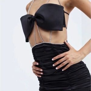 For Love And Lemons Black Dress with Rhinestone Straps